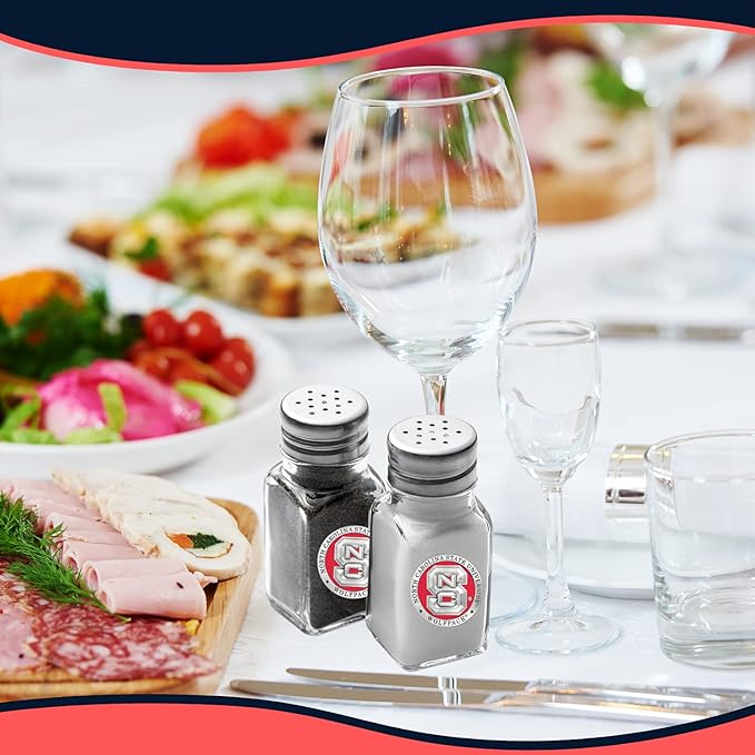Heritage Pewter NC State Salt and Pepper Shaker Set of 2 Bottles | Expertly Crafted Pewter Glass
