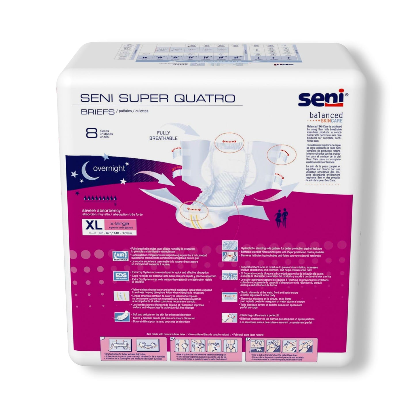 Seni Super Quatro Briefs X-Large, 32 Count
