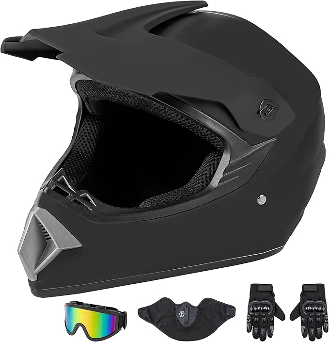 CARTMAN Adult Dirt Bike Helmets Motocross ATV Dirtbike Offroad Full Face Motorcycle Helmet, DOT Approved Matte Black and Blue