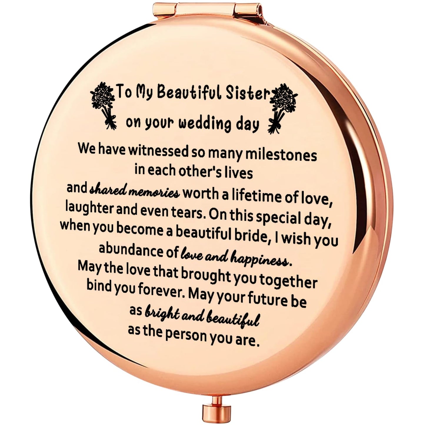 WSNANG Sister's Wedding Makeup Mirror - Bridal Shower Gift With Light, Magnification & Storage