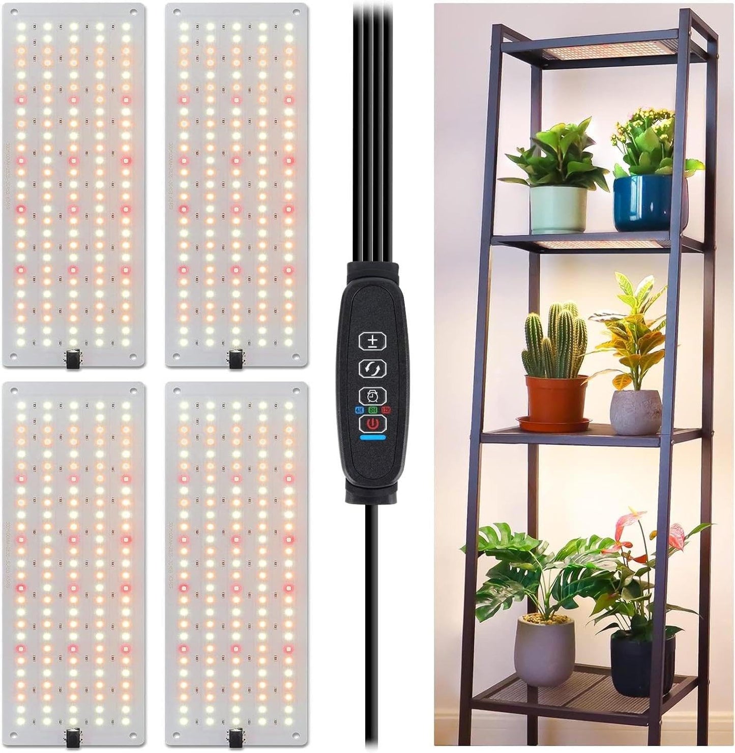 Lbw Plant Grow Light  540 Leds Full Spectrum Plant Lights For Indoor Growing  Under Cabinet Grow Lamp With 4/8/12H Timer  3 Lighting Modes  10 Dimmable Levels  4 Pack
