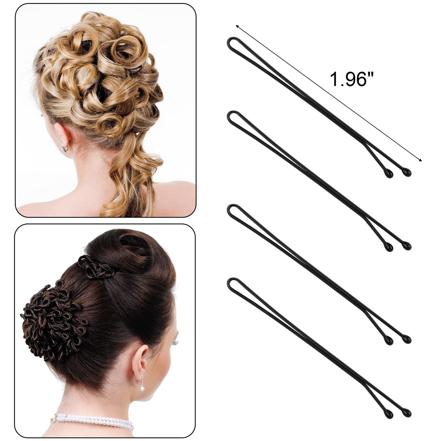 300 Pcs Hair Bobby Pins 2 Inch Black Hairpins for Women Lady Girls Kids, Invisible Hairgrip Barrette Hair Clip Bulk Hair Accesso