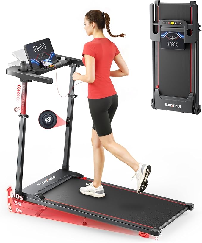 TOPUTURE Walking Pad Treadmill with Incline 10%, 6 in 1 Foldable Treadmill for Home with Adjustable Handle Bar, Walking Pa...