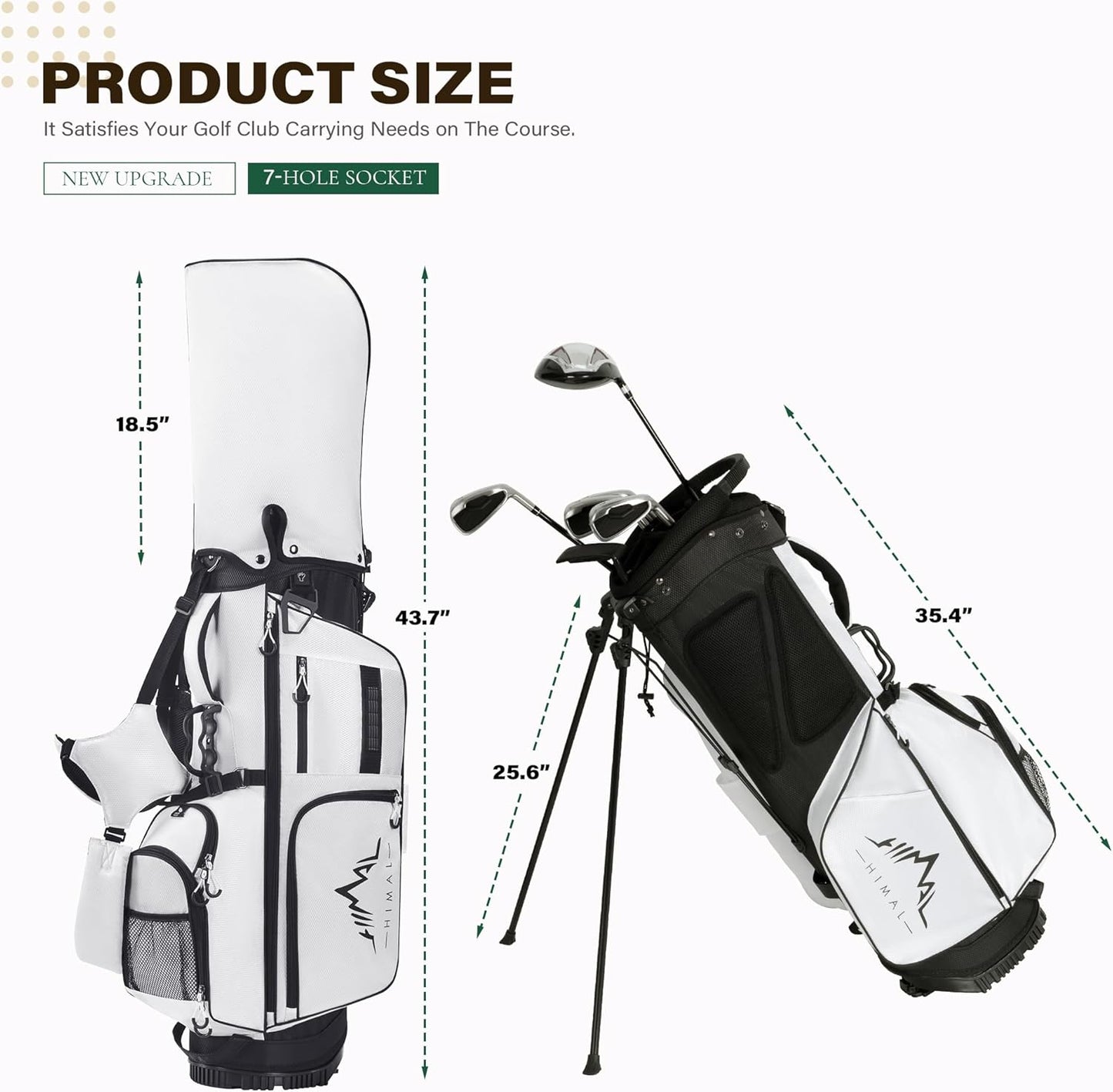 Golf Stand Bag with 7 Way Top Dividers, Lightweight Golf Bags for Men Women with Multiple Pockets, Dual Straps