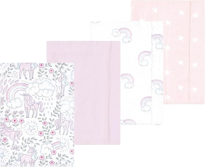 Luvable Friends Hudson Baby Flannel Burp Cloths 4pk, Magical Unicorn