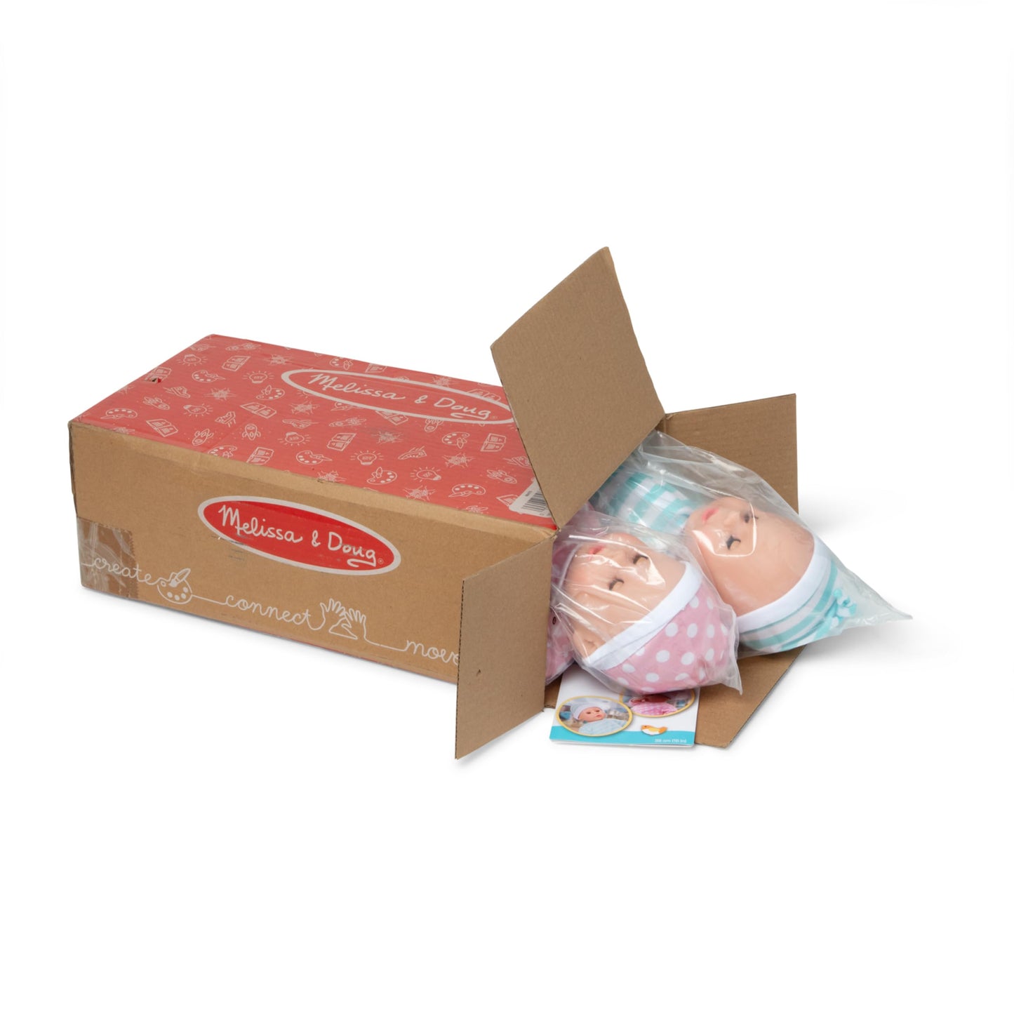 Melissa & Doug Mine to Love Twins Luke & Lucy 15” Light Skin-Tone Boy and Girl Baby Dolls with Rompers, Caps, Pacifiers - Twin Baby Dolls, First Baby Dolls for Toddlers 18 Months and Up
