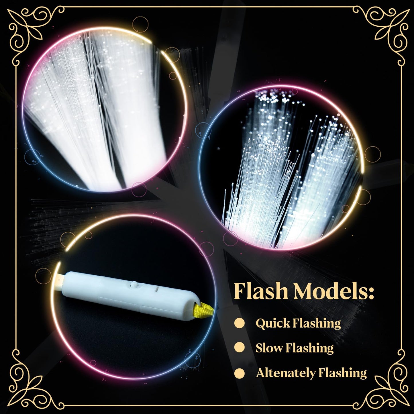 SHQDD 200 PCS White LED Fiber Optic Wands, Glow Sticks for Wedding, Bar DJ, Halloween & New Year