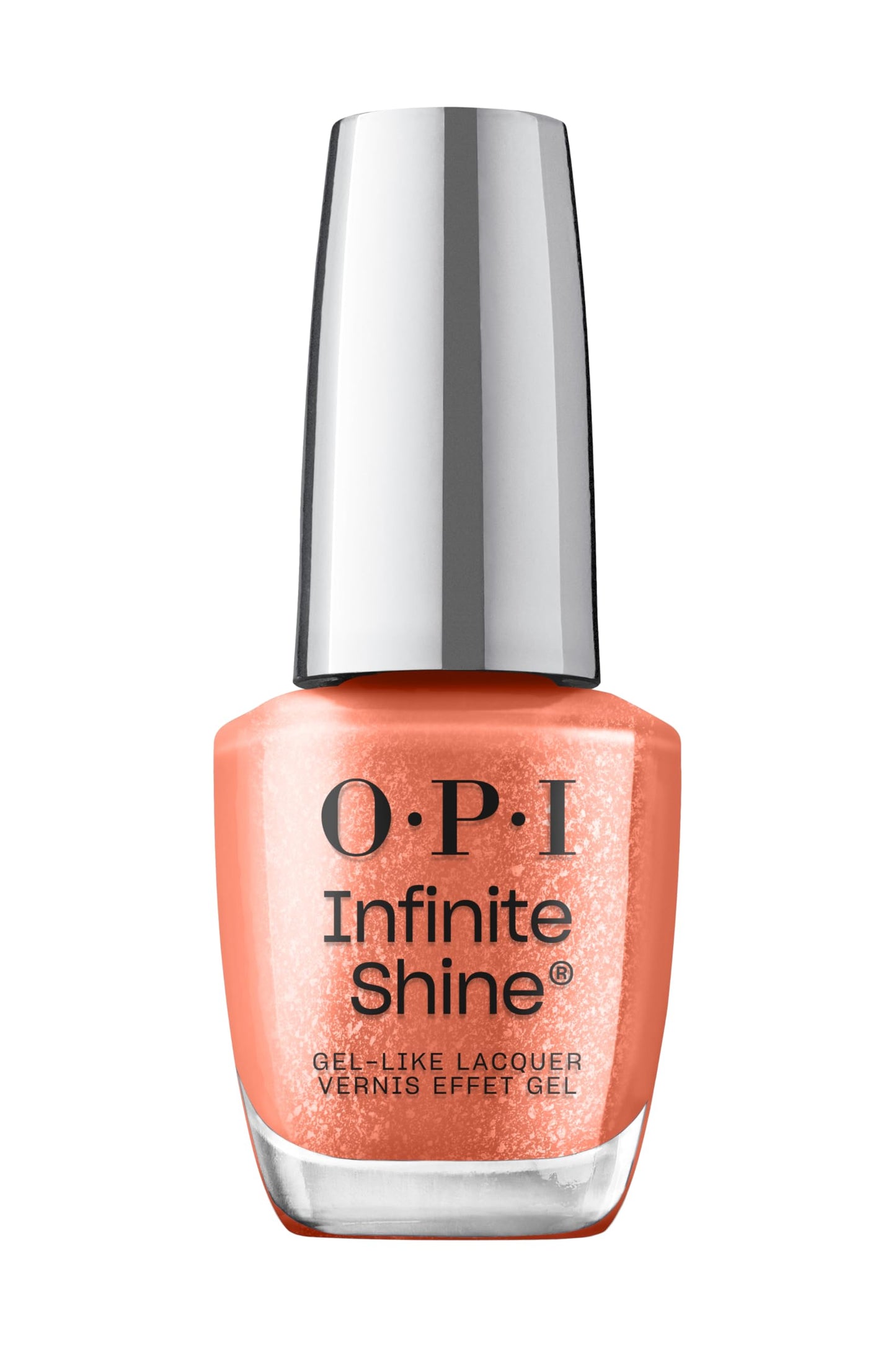 OPI Infinite Shine Knee High Stock-blings | Semi-Sheer Bright Warm Apricot Silver Shimmer Long Wear Gel Like Nail Polish | What'