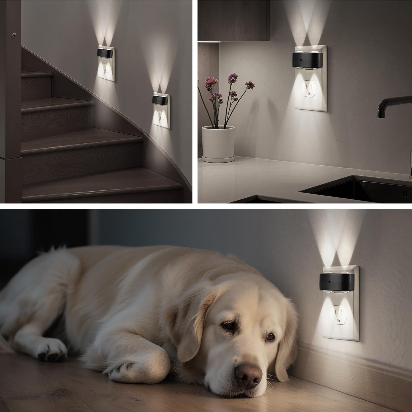 4-Pack Led Night Lights Plug Into Wall  5000K Daylight 100Lm  Auto On/Off Light Sensor  Rotating Ambient Lighting For Bedroom  Hallway  Bathroom  Nursery  Kitchen Non Dimmable