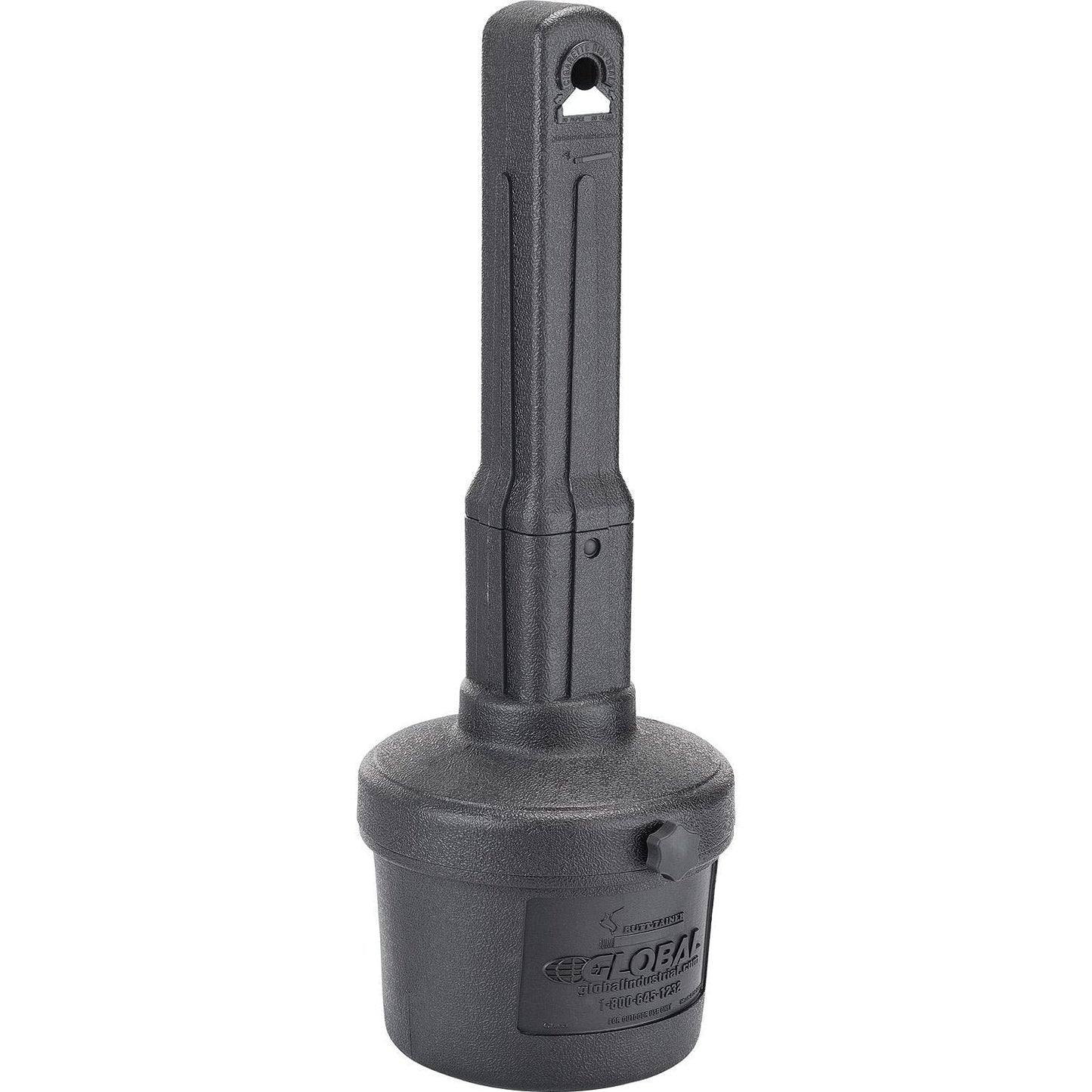 Global Industrial Free Standing Outdoor Cigarette Receptacle Ashtray with Round Base, 11" Diameter x 30" H, 1-1/2 Gallon Capacity, Butt Disposal Container, Plastic, Black