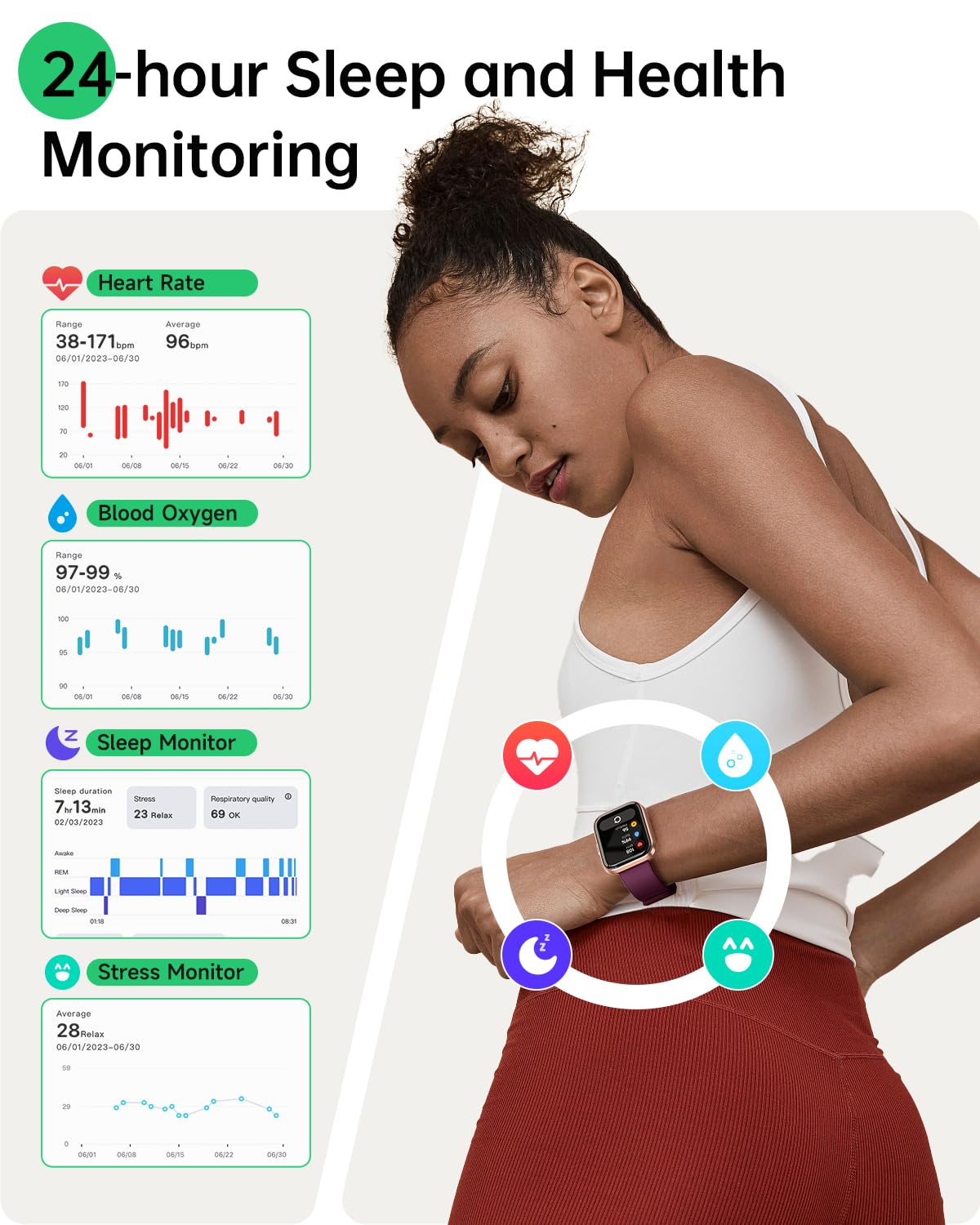 Smart Watches for Women and Men - Smart Watch Compatible for iPhone Android Phone,Alexa,Call & Notification Alerts,Heart Rate & Sleep Monitor,3 ATM Waterproof 1.83 Inches Fitness Tracker