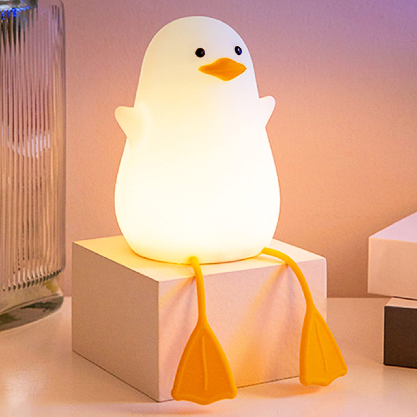 Lampeez Cute Duck Night Light Baby Nursery Lamp Gifts For Kids Bedside Led Light Timer Setting Dimming Table Lamp Usb Charging Nursing/Breastfeeding Safety Abs + Silicon Birth Celebration