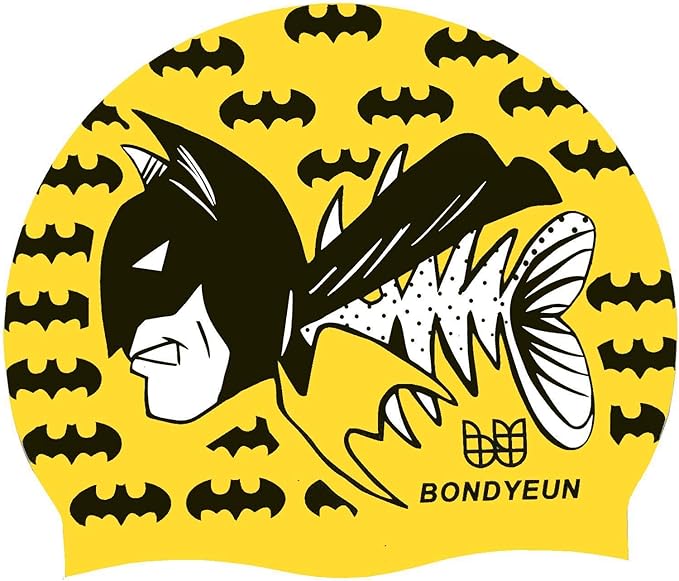 BONDYUEN Swim Cap Fit Kids Boys Girls Men Women with Short or Medium Hair Fun Cute Design Patterns Silicone Swimming Caps