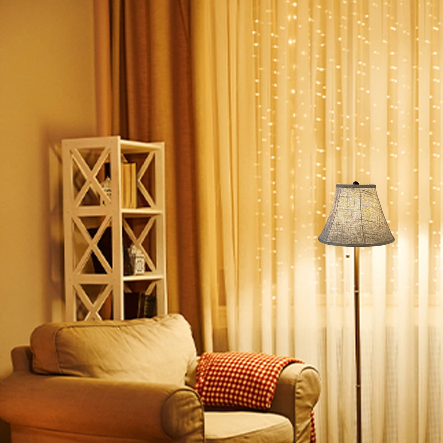 Tootoo Star Double Brown Barrel Lamp Shade Set Of 2, 6X12X8.5 Inch, Handcrafted Fabric For Floor And Table Lamps