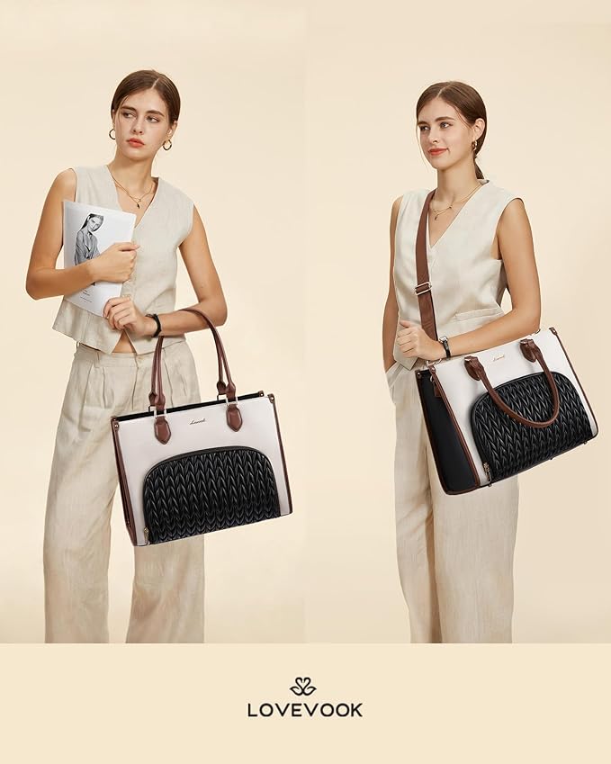 LOVEVOOK Lunch Tote Bag for Women, 3 in 1 Work Bag with Insulated Lunch Compartment, 17.3 Inch Laptop Tote Bag for Teacher, Nurse, Business, Office