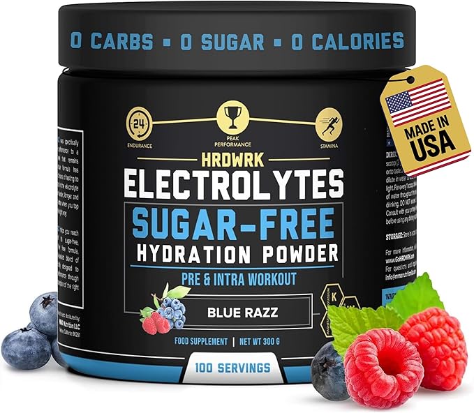 HRDWRK Electrolytes Powder with Magnesium, Potassium - Sugar Free Electrolytes Boost Endurance and Reduce Fatigue with Thi...