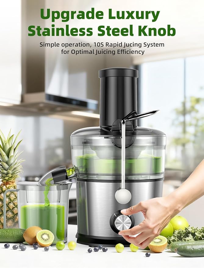 Juicer Machines, 1200W Juicer with 3" Feed Chute for Whole Fruits and Vegs, Dual Speeds Centrifugal Juice Extractor, Heavy Duty Full Copper Motor, 35oz Large Juice Jug, Stainless Steel