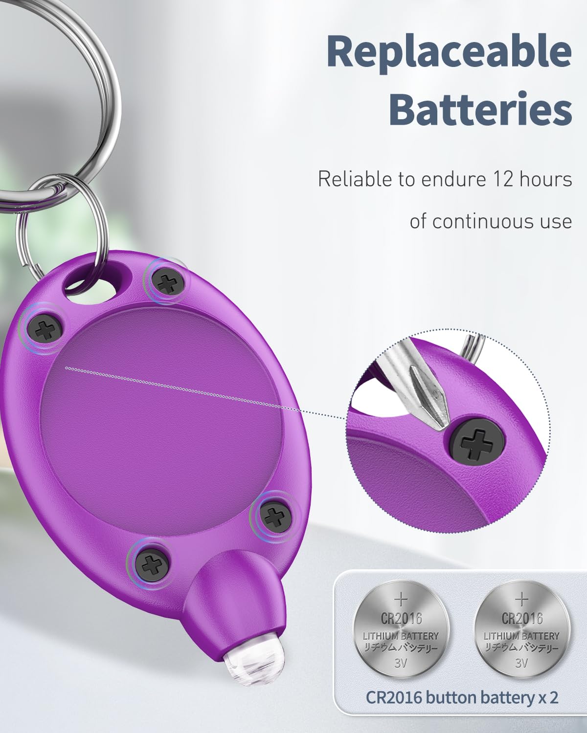 Uniclife 10 Pack Led Keychain Flashlight, 12 Lumen, Ultra Bright, Multi-Colored, Battery Powered, Model Uniclife-3050