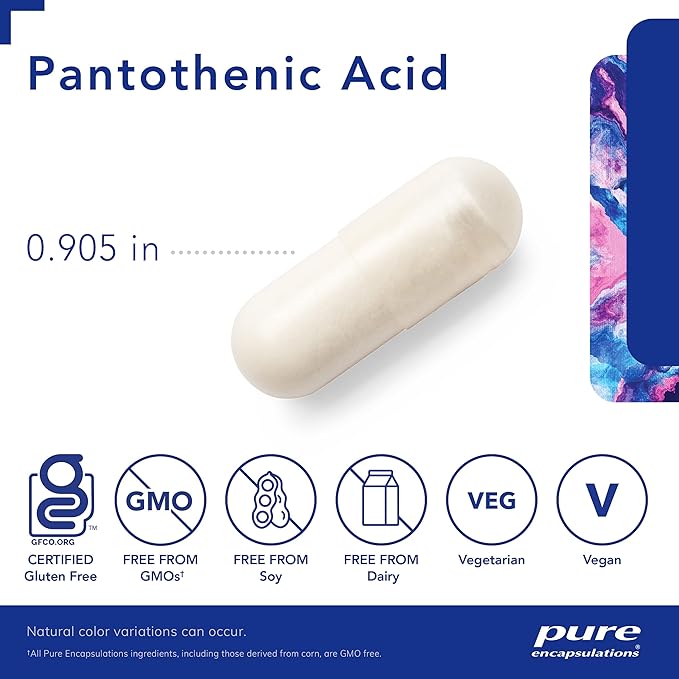 Pure Encapsulations Pantothenic Acid | Hypoallergenic Supplement Supports Cellular Energy Production, Adrenal and Cardiovascular Health | 120 Capsules
