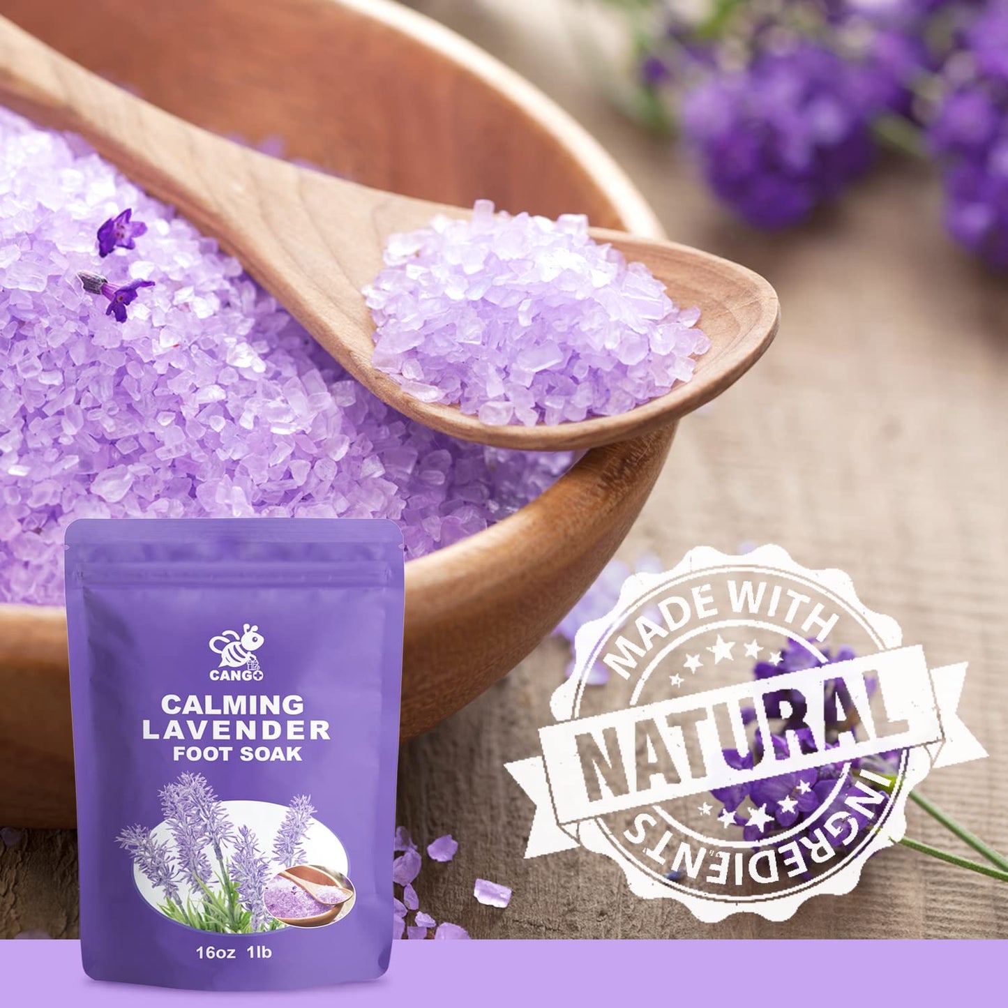 Foot Spa Bath Massager with Heat Bubbles and Vibration Massage and Jets, 16 OZ Calming Lavender Foot Soak Epsom Salt, CANGO Foot