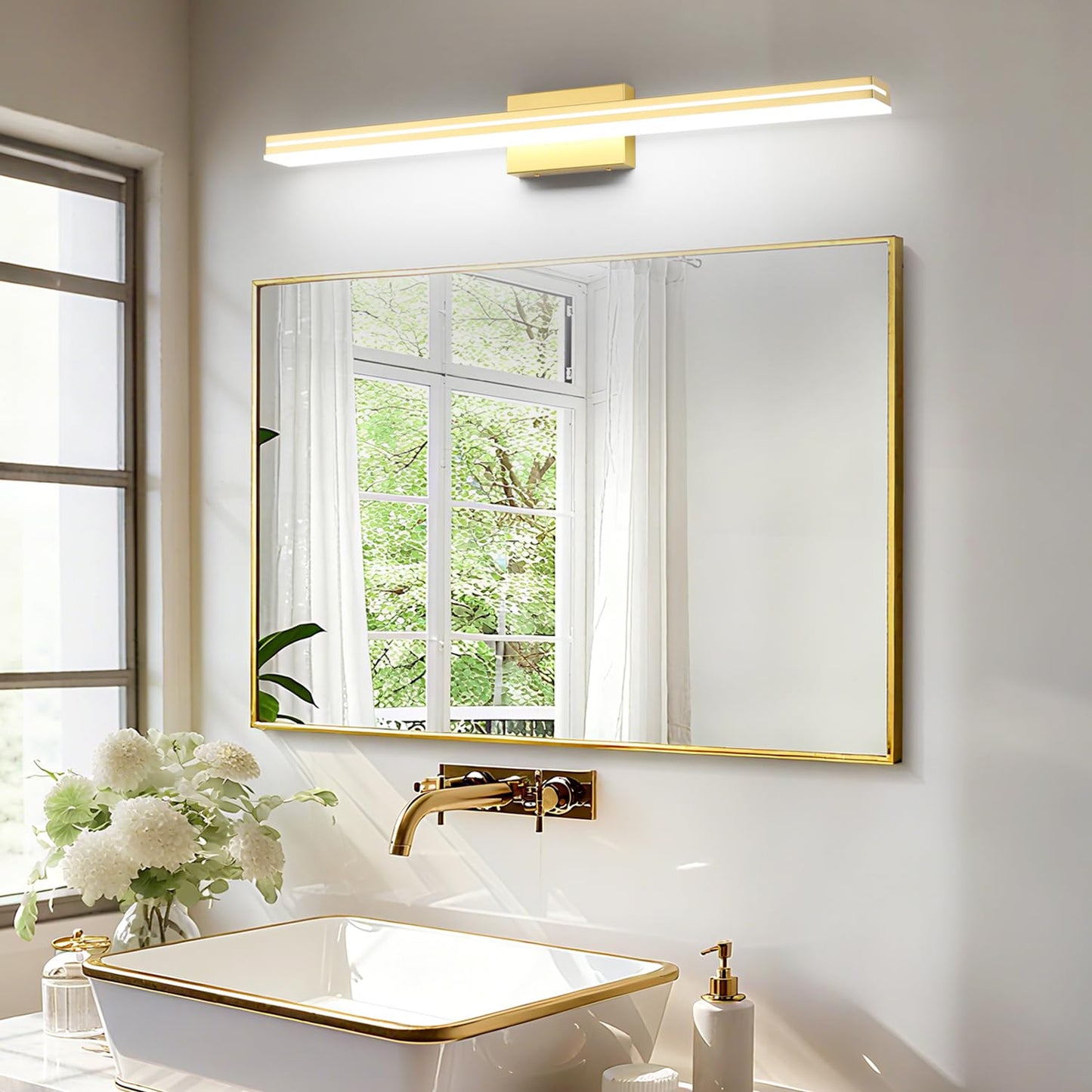 Sinerise 40-Inch Led Modern Bathroom Vanity Light Bar  Gold Modern Acrylic Bathroom Wall Lighting Fixtures Over Mirror (Cool White 6000K)