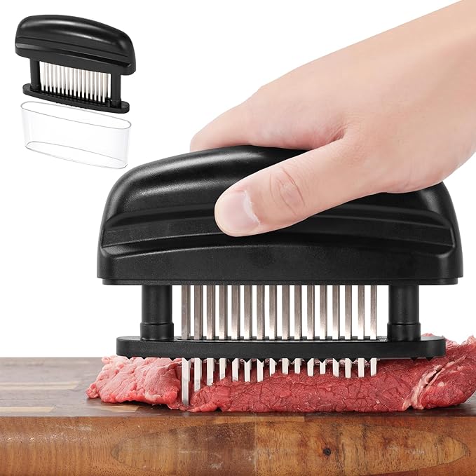 Meat Tenderizer with 48 Stainless Steel Ultra Sharp Needle Blades Heavy Duty Cooking machine for Tenderizing Beef, Turkey, Chicken, Steak, Veal, Pork, Fish etc