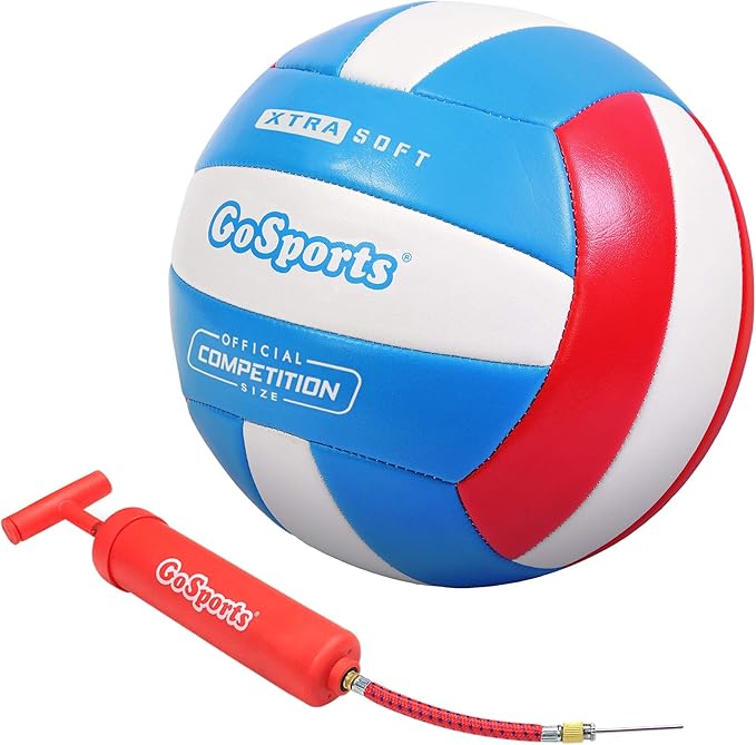 GoSports Soft Touch Recreational Volleyballs - Single or 6 Pack - Regulation Size for Indoor or Outdoor Play - Includes Ba...