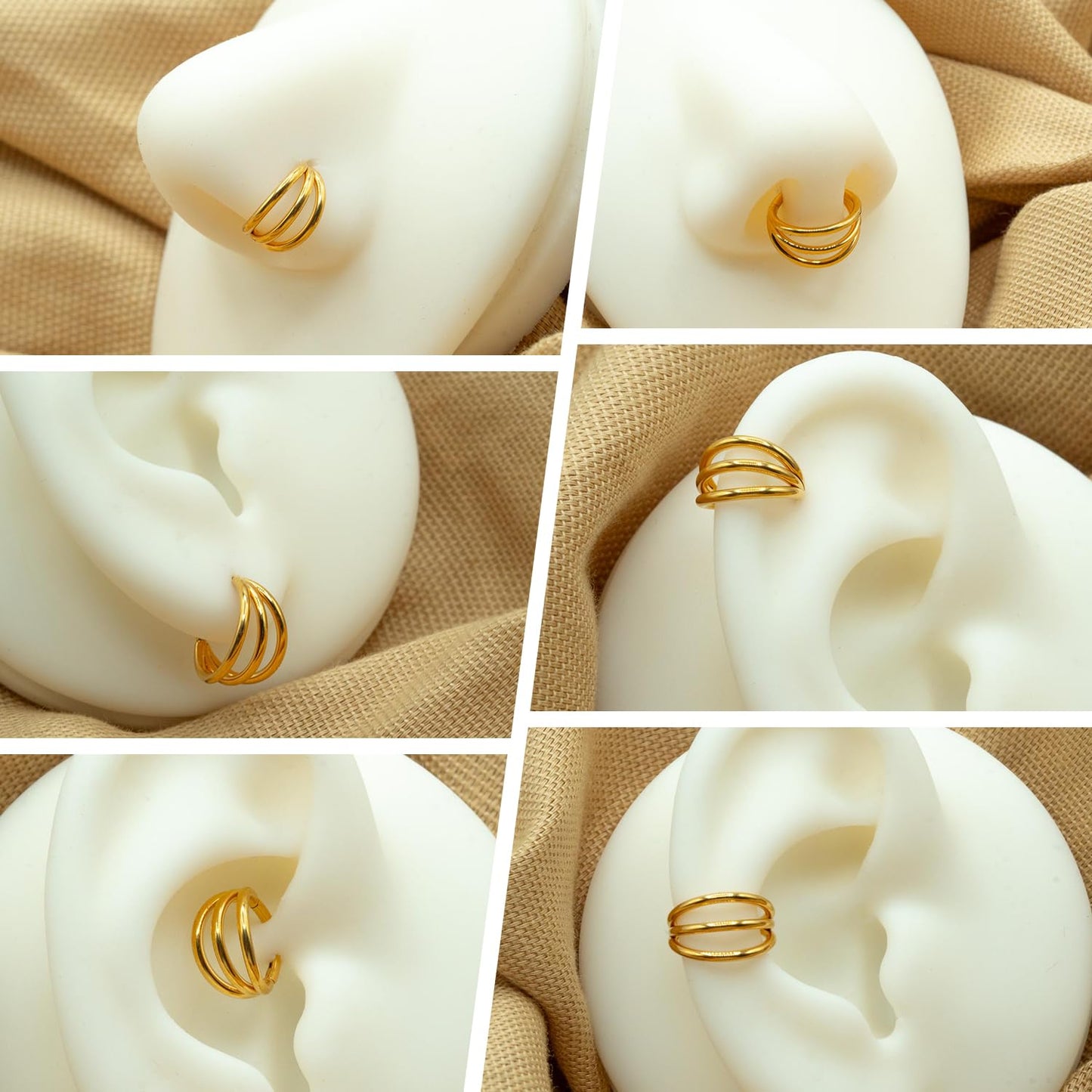 FUNLMO Silver 20G Piercing Jewelry: Earrings (Helix, Daith, Rook, Conch, Septum, Nose, Lip, Cartilage, Lobe), Hinged Segment Rin