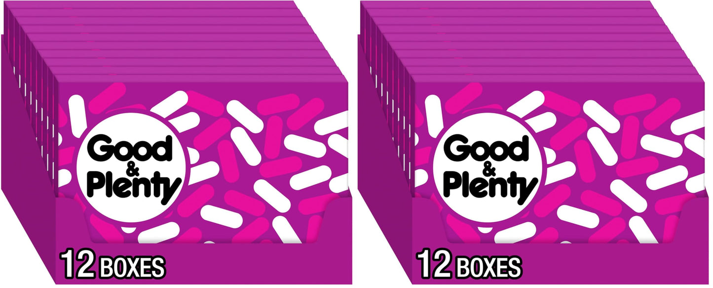 GOOD & PLENTY Licorice Fat Free, Candy Boxes, 6 oz (12 Count) (Pack of 2)