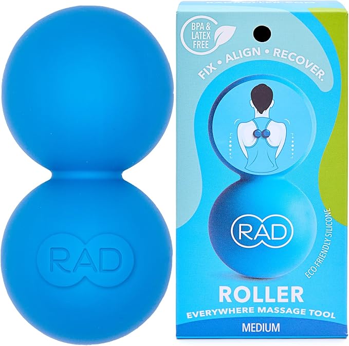 RAD Original Peanut Massage Ball – Medium Density Yoga Deep Tissue Roller Ball – Myofascial Release for Back, Neck, Feet, ...