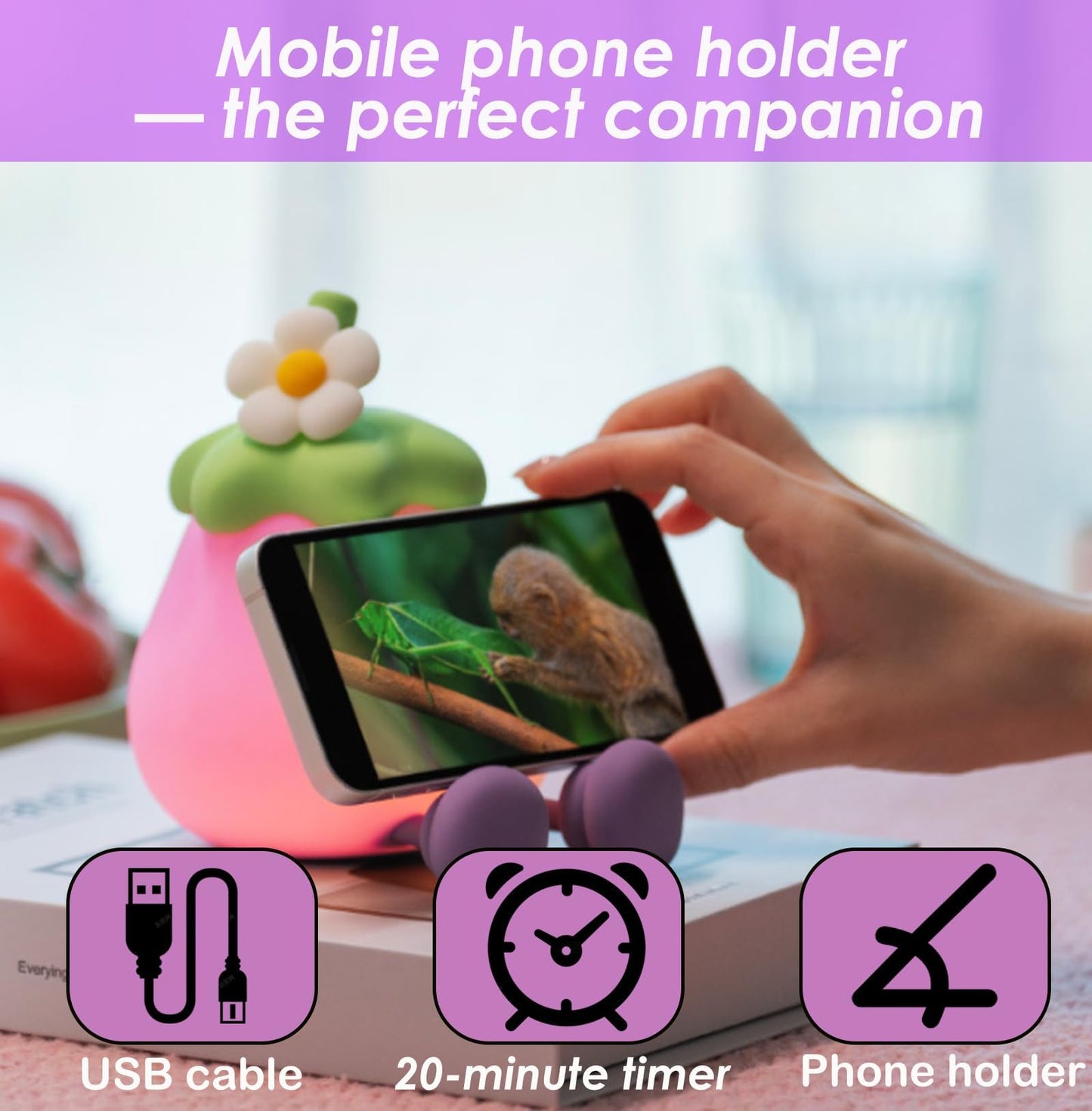 Led Turtle Night Light For Kids  3 Level Dimmable Nightlight 7 Colours Cute Lamps Silicone Squishy Light Up Turtle Rechargeable Bedside Touch Lamp For Bedroom Decor Boys And Girls Gifts (Eggplant)