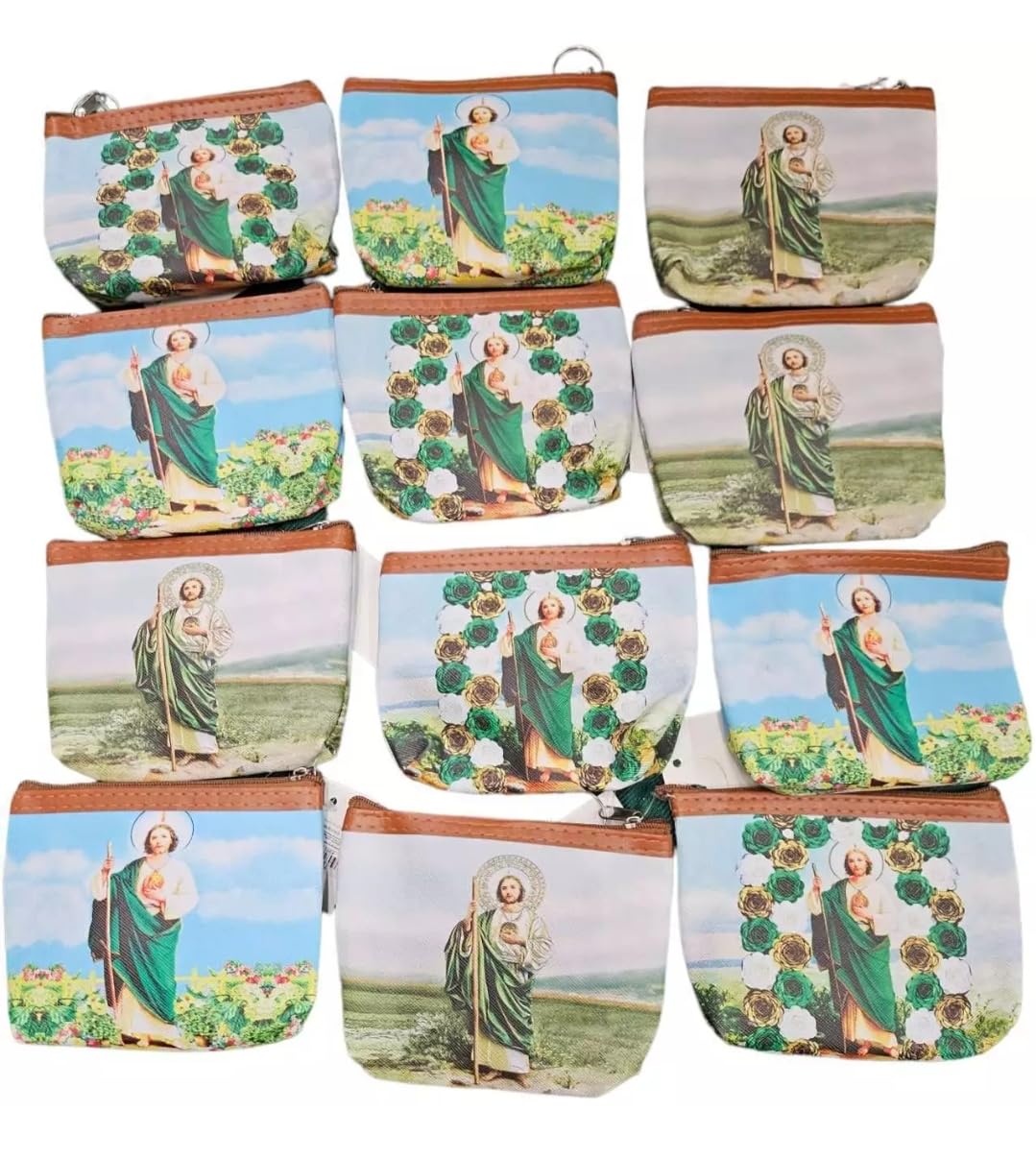 CLGIFT 12 Pcs Saint St. Jude Baptism Party Favors Green Gifts Recuerdos Bautizo San Judas Tadeo Baptism Memorial Favors (Coin Ba