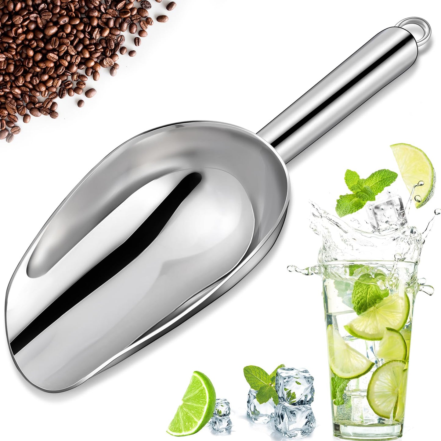 OLESBUR Premium Ice Scoop for Freezer - Multipurpose Metal Ice Scoop for Ice Machine - Stainless Steel Small Ice Scooper for Ice Bucket - Kitchen Gadgets Cookie Flour Pet Dog Food Scoop (3oz)