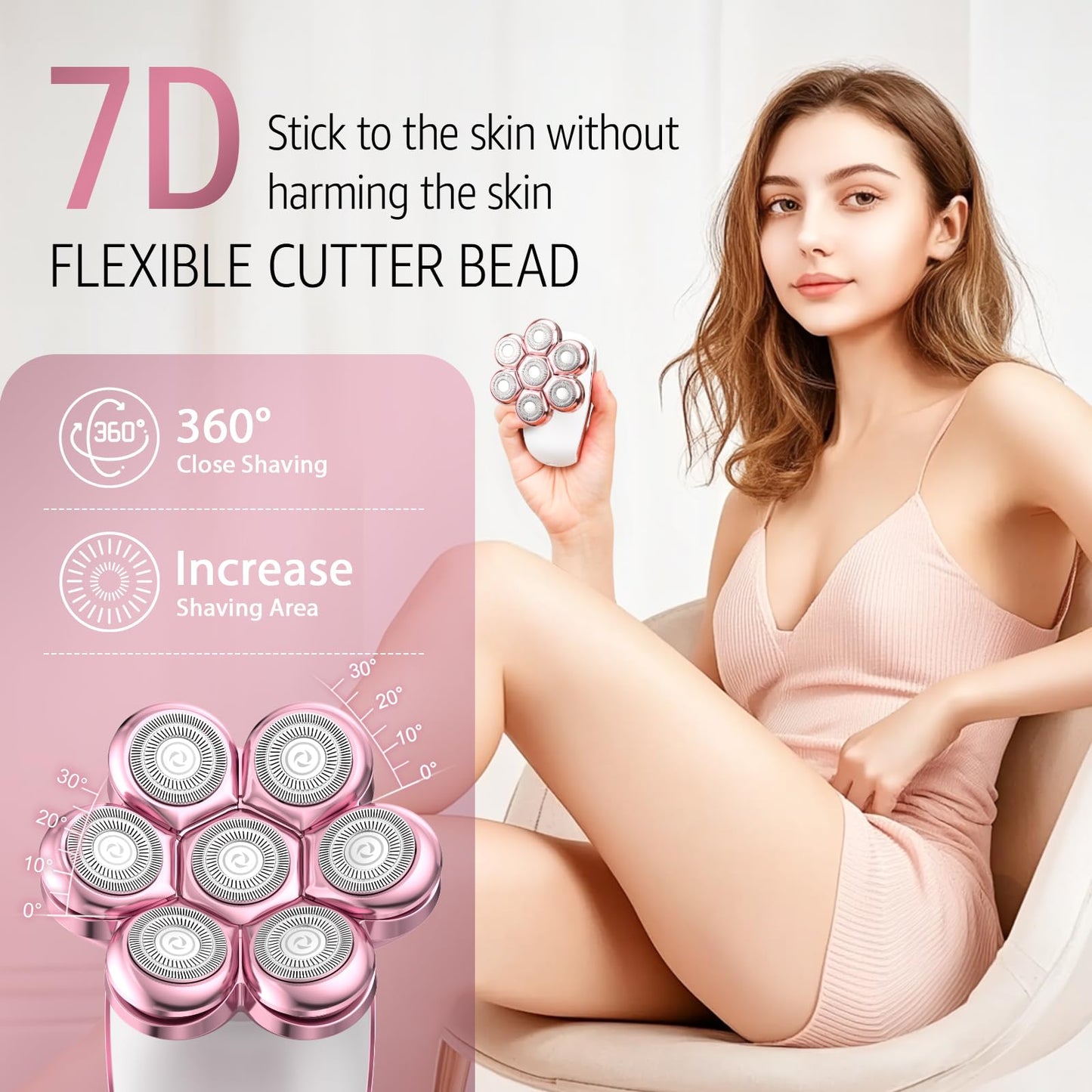 SHPAVVER Electric Razors for Women Legs: Rechargeable Body Shaver - Waterproof Wet Dry Hair Remover - Trimmer for Lady Face Unde