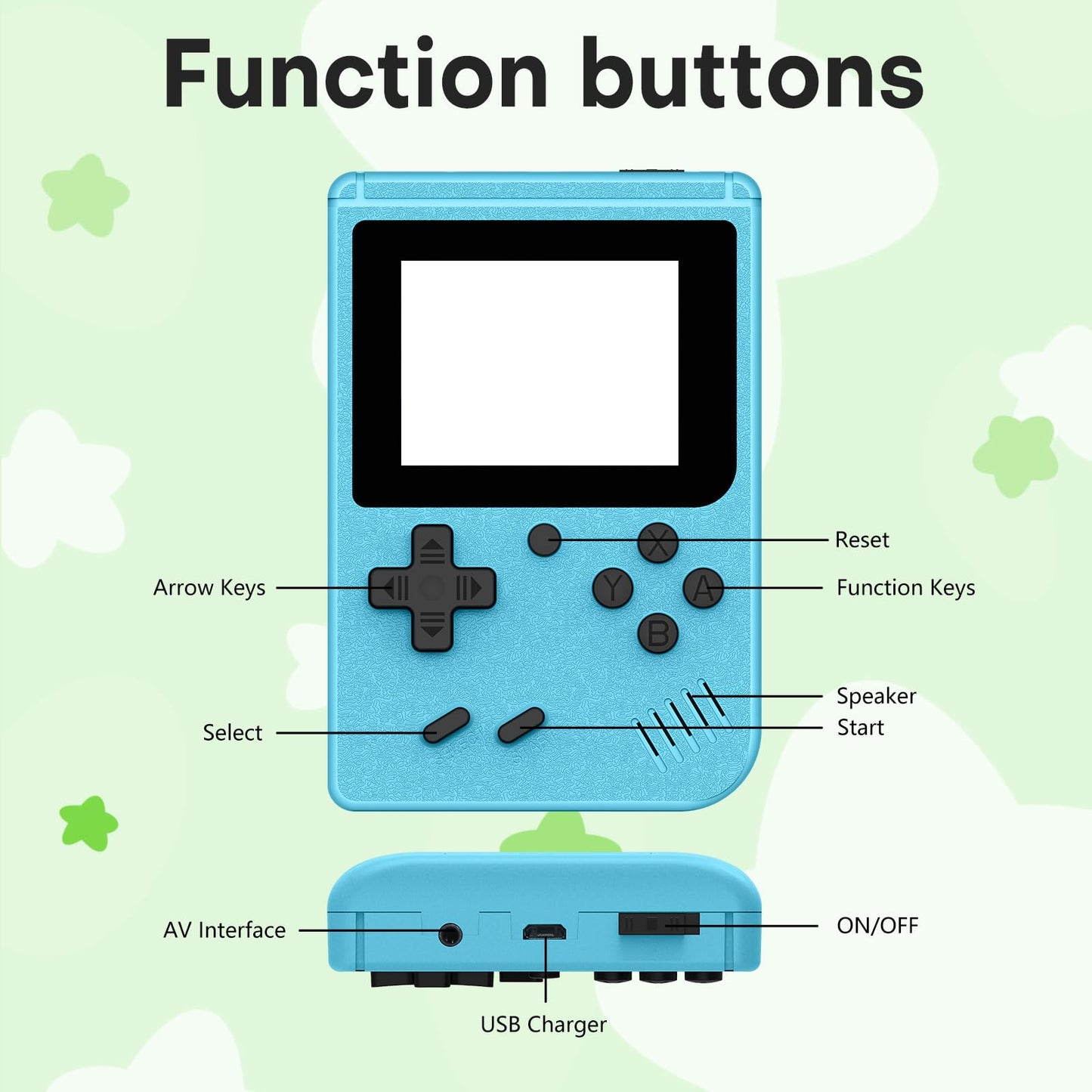 Retro Handheld Game, 3.0 inch LCD Screen Portable Gaming, 1020mAh Rechargeable Battery, Mini Electronic Gaming Player Xmas Birthday-Blue