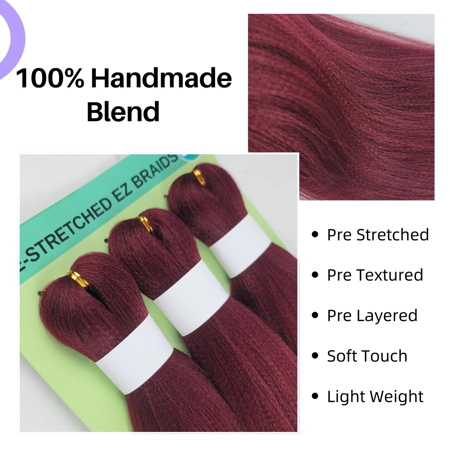 Burgundy Braiding Hair Pre Stretched 900# Knotless Braids Hair Extension for Braiding