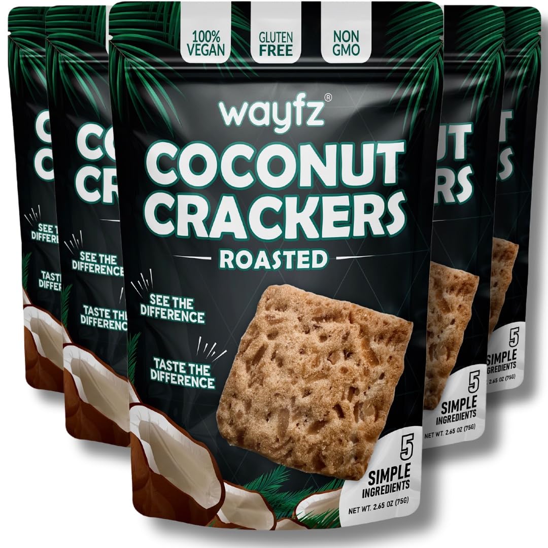 Roasted Coconut Crackers - Vegan Snack & Gluten Free Cracker Made with 100% Real Coconut - Organic, Dairy Free, Non-GMO, Lightly