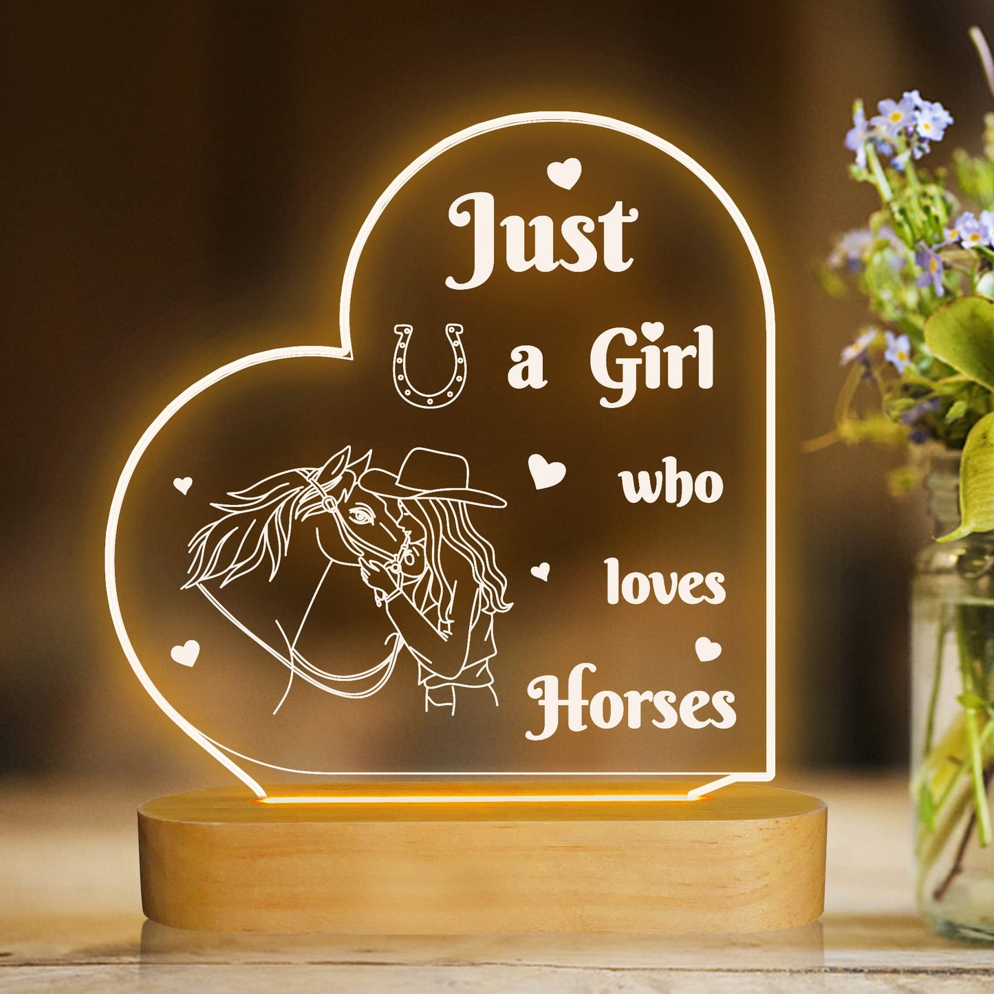 Attivolife Horse Night Light LED Table Lamp, Cute Acrylic Design, Warm White, Ideal for Girls Room Decor, Gift for Horse Lovers
