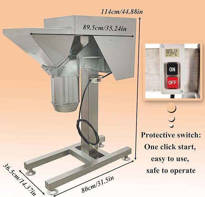 Fruit and Vegetable Crushing Machine Vertical Stainless Steel Food Processor Chopper Fruit Crusher Shredder Electric Garlic Potato Mashing Equipment for Purees Dips and Sauces 220V No Plug