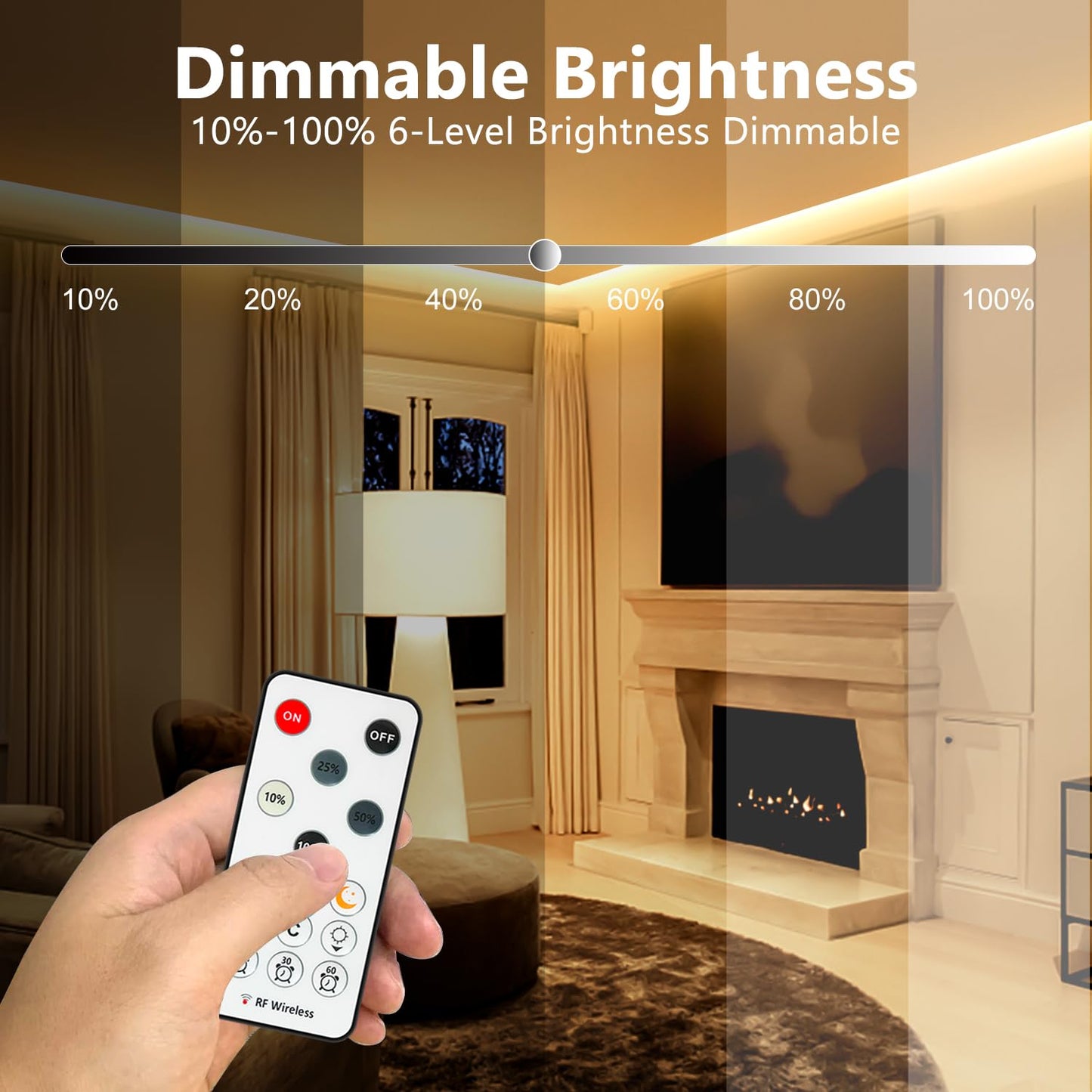 Wefomey 65.6Ft Cob Led Strip Light With Remote  3000K Dimmable Bright Warm White Led Lights Strip  Flexible Dc24V Led Tape Light For Bedroom  Kitchen  Diy Lighting (2 Rolls Of 32.8Ft)