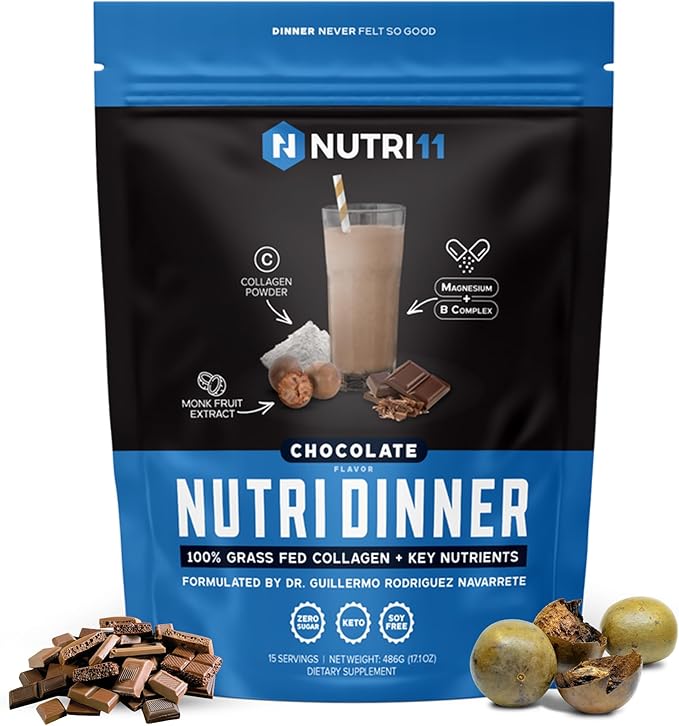 NutriDinner by Nutrillermo | Grass-Fed Collagen Protein Powder | Magnesium, B-Vitamins & Monk Fruit | Sleep, Recovery, and...