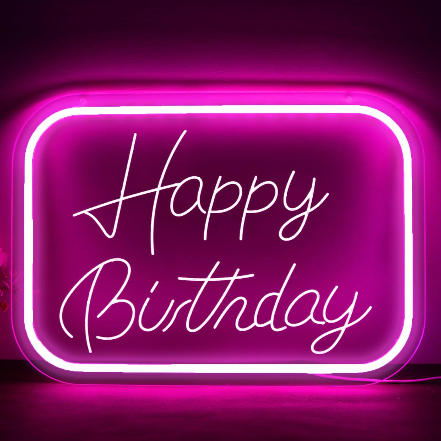 Qbanziou Happy Birthday Neon Signs For Wall Decor