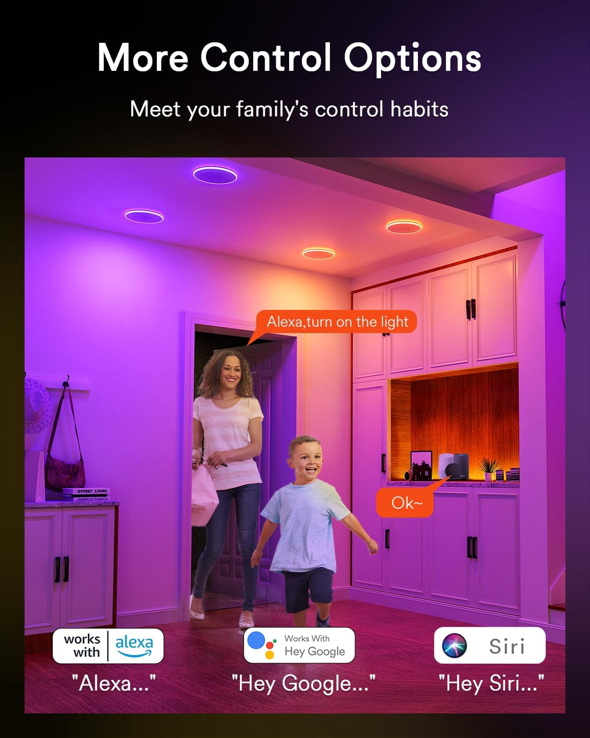 Lumary Rgbai Smart Recessed Lighting 6 Inch With Gradient Accent And Night Ring  12W 1000Lm Wi-Fi Led Recessed Lights  Led Downlight Compatible With Alexa/Google Assistant/Siri  4Pcs