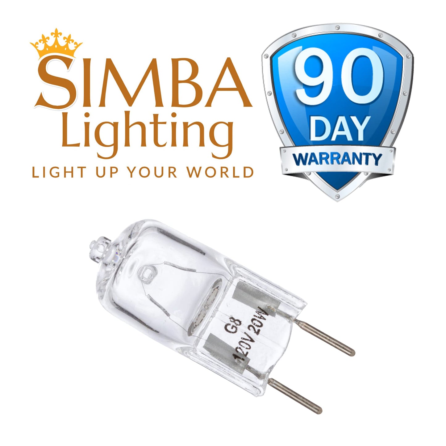 Simba Lighting Halogen Light Bulb G8 T4 20W Jcd Bi-Pin (10 Pack) Shorter 1-3/8 (1.38) Length For Under Cabinet Puck Lights  Kitchen Hood  Landscape Lights  Desk Lamps 120V Dimmable  2700K Warm White