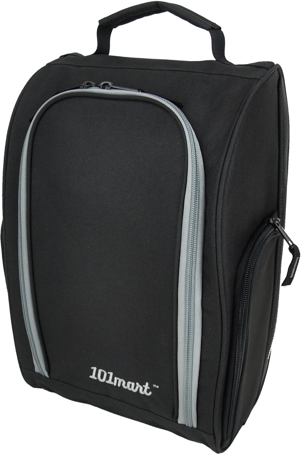 Golf Shoe Bag Men & Women | Zippered Sport & Travel Shoe Carrier Bag with Ventilation & Side Pockets for Accessories | Great Gift for Golfers (Black)