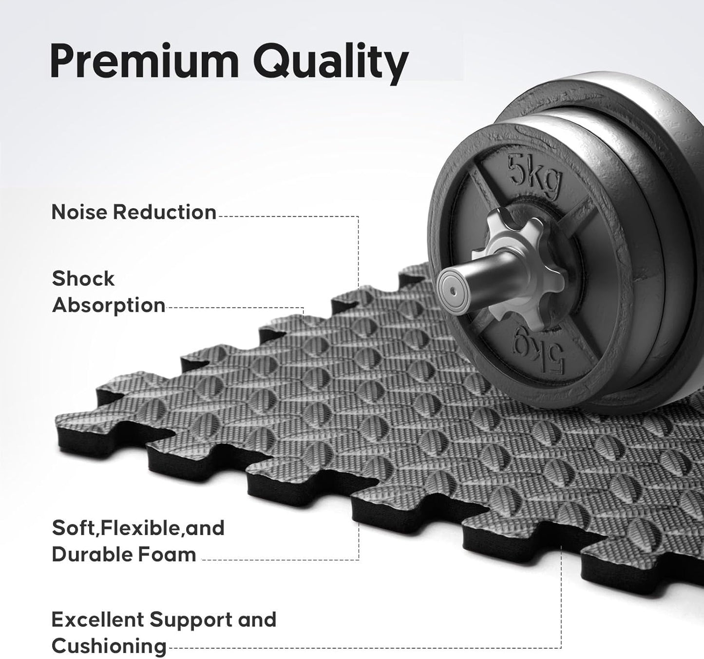 Home Gym Mat, Puzzle Exercise Mat, EVA Interlocking Foam Floor Tiles for Home Workout Equipment and Kids' Play Areas - Black, 24 in x 24 in x ½ in - 12 Tiles (Black, 12 Pack, 48 SQ FT)