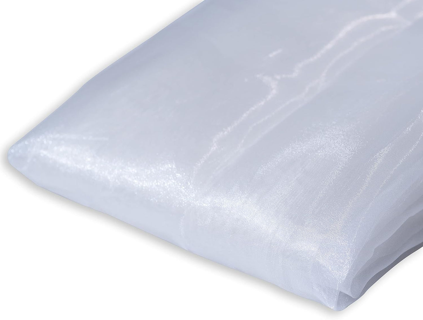 Fynite White Organza Fabric by The Yard | 5 Yard Long | 44" Wide | Bridal Soft Sheer Organza Tulle for DIY Wedding Dress Fashion Craft Decorations