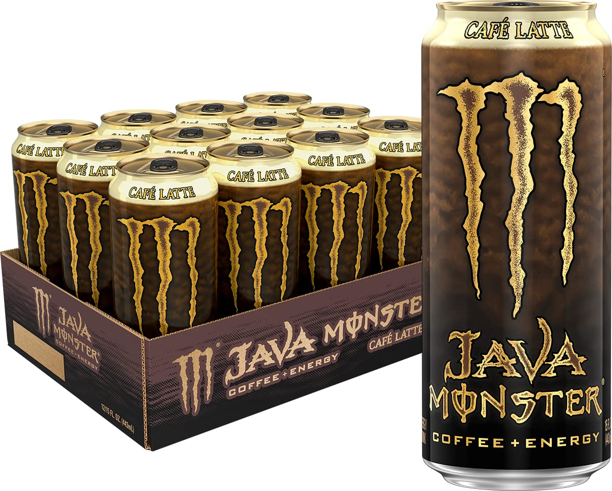 Monster Energy Java Caf   Latte, Coffee + Energy Drink, 15 Ounce (Pack of 12)