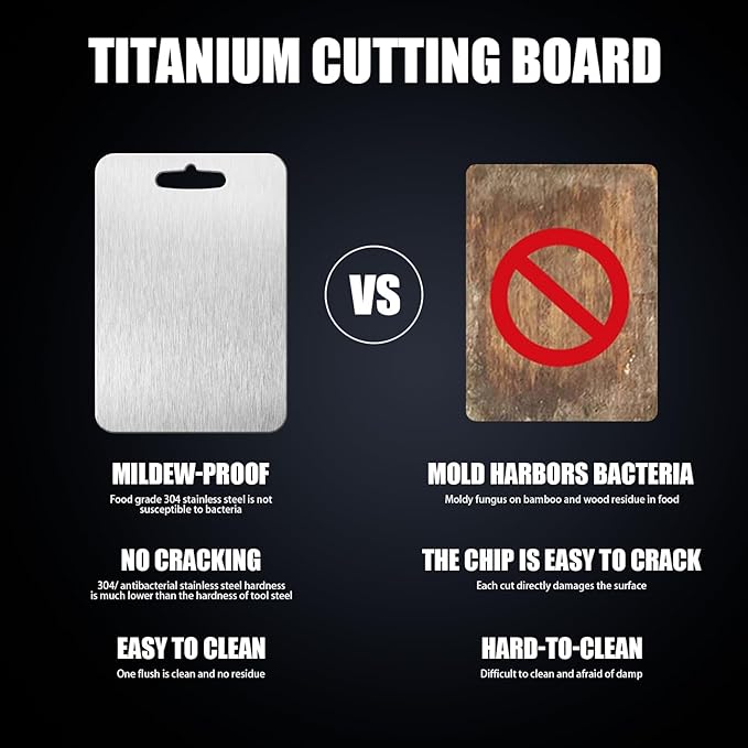 Titanium Cutting Board - 2025 New Upgrade 100% Pure Titanium Cutting Boards for Kitchen Double Sided Titanware Cutting Board,Hygiene Durable Dishwasher Safe Chopping Board (14x10 in)