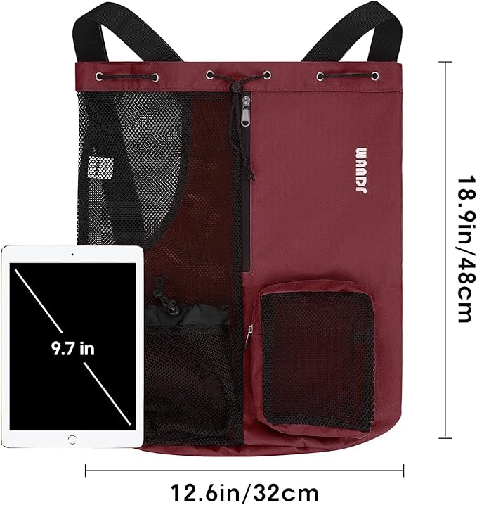 WANDF Swim Bag Mesh Drawstring Backpack with Wet Pocket for Swimming, Gym, and Workout Gear